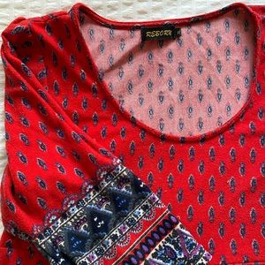 Rayon Red Pattern Dress 🍓